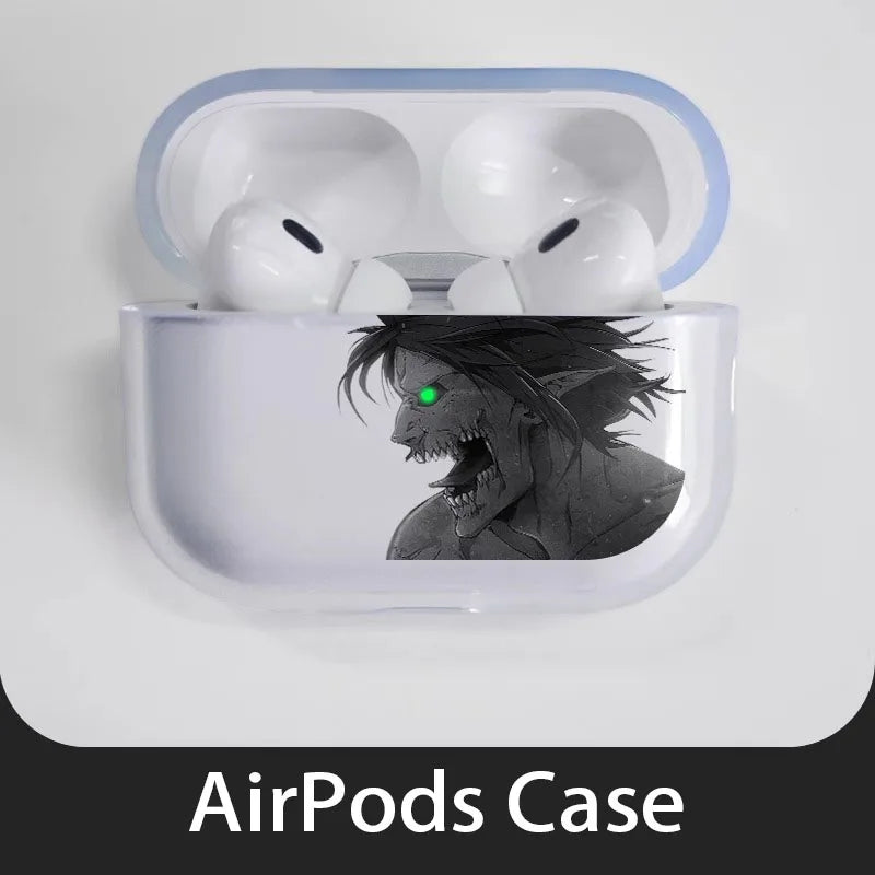 New Attack on Titan Eren Soft Case for AirPods 1 2 Pro 3 4 Wirless Bluetooth Headphone Cover Transparent Earphone Shell for Pro2