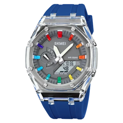 SKMEI 2100 Waterproof Men Watch Countdown Stopwatch Led Light Electronic Movement Wristwatch 5Alarm Clock 2 Time Digital Watches