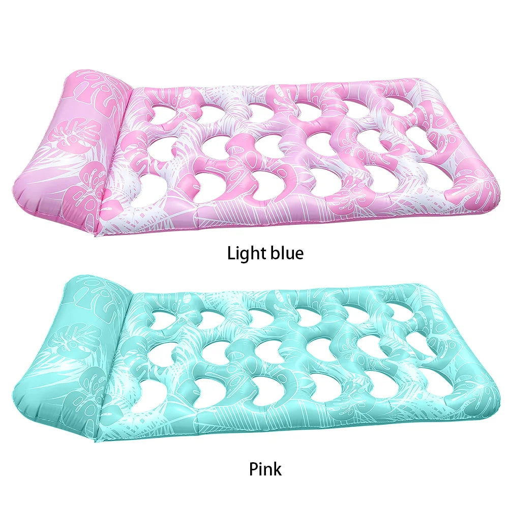Inflatable Pool Float Lounger with Headrest Pool Floats Hammock Portable Floating Lounger Air Mattress for Swimming Pool Party