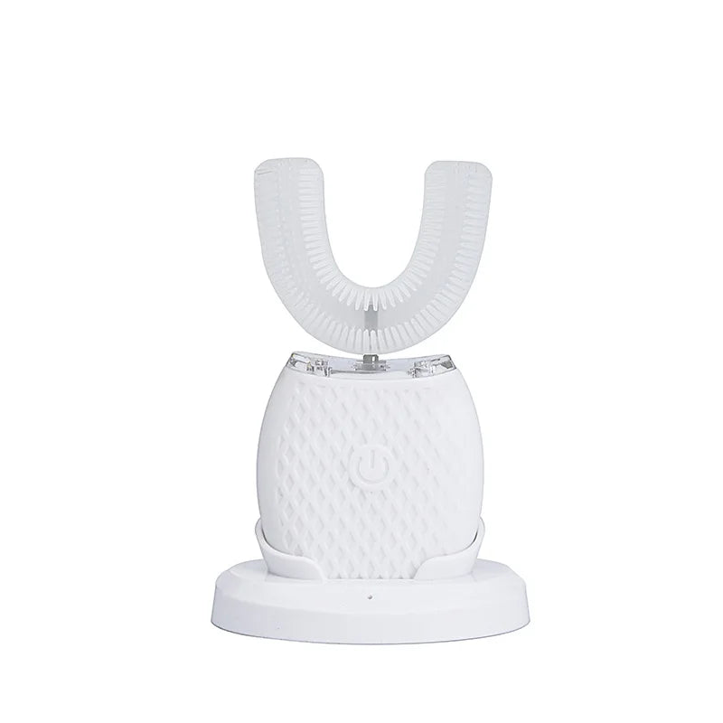 U Shape Sonic Electric Toothbrush 360 Degree Mouth Cleansing Automatic Silicone Toothbrush Cold Blue Light Teeth Whitening Brush