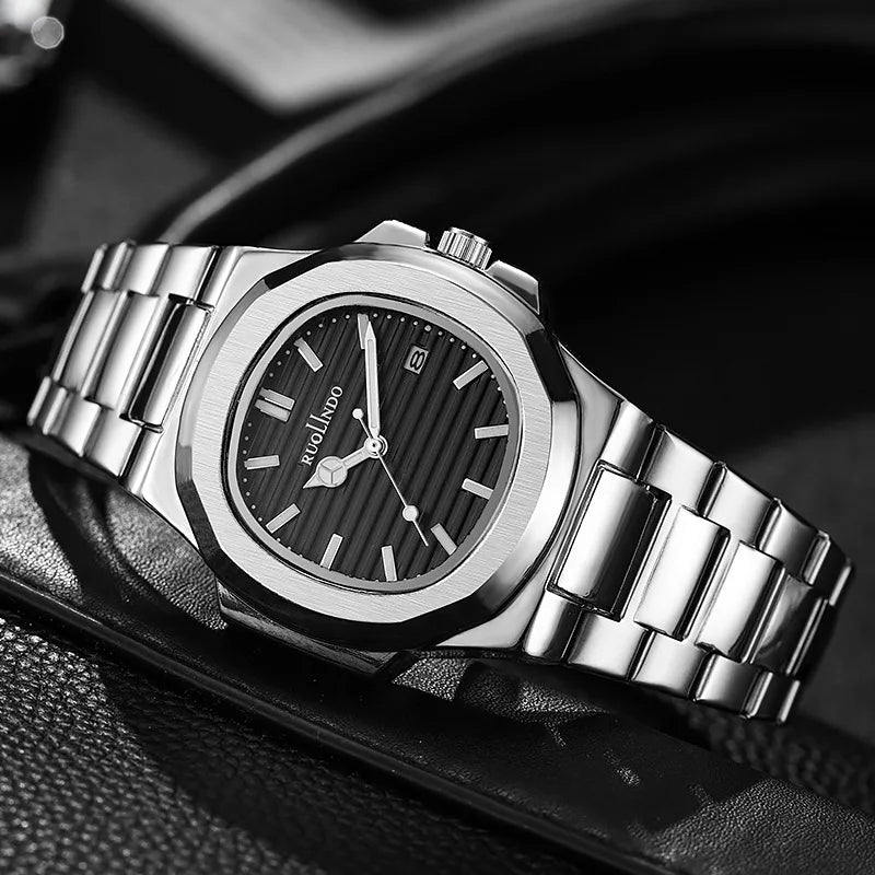 Luxury Watch Business 50 ATM Waterproof Male Clock Luminous Date Stainless Steel Square Quartz Men Watches reloj hombre 2025 New