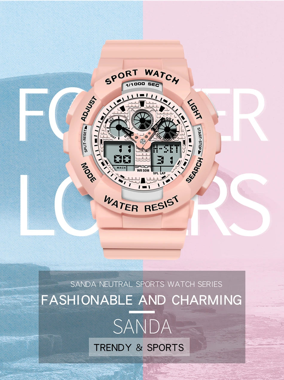 Sport Watch Men Luxury Double Time Electrconi Watches Women's Wristwatch Fashion Shockproof Stopwatch Military Sports Clock