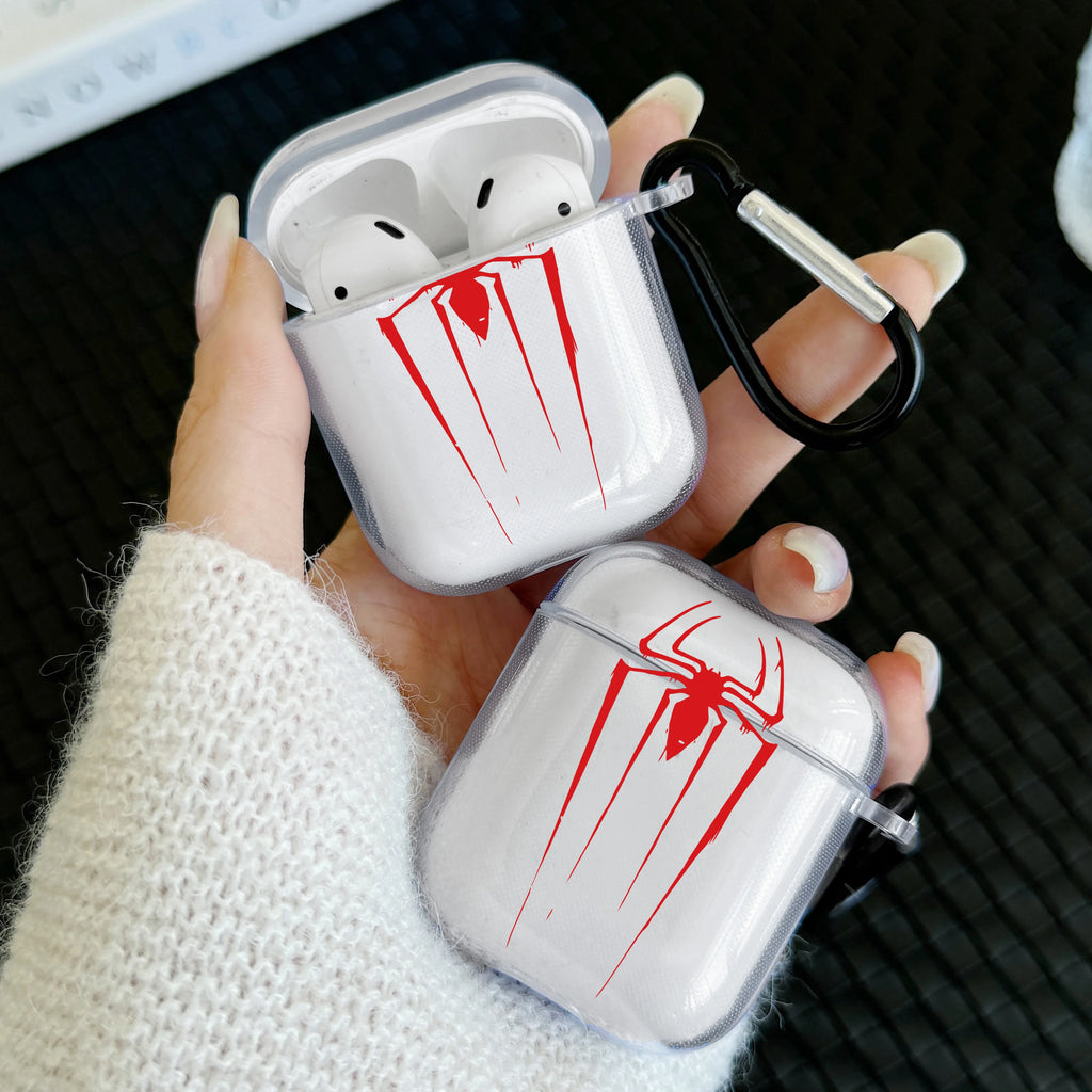 Transparent Spider Headphone Case For Airpods Pro 2 TPU Soft Cover For AirPods 1 2 3 4 Pro Rose Red Headphone Protective Case