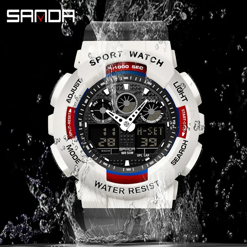 Sport Watch Men Luxury Double Time Electrconi Watches Women's Wristwatch Fashion Shockproof Stopwatch Military Sports Clock
