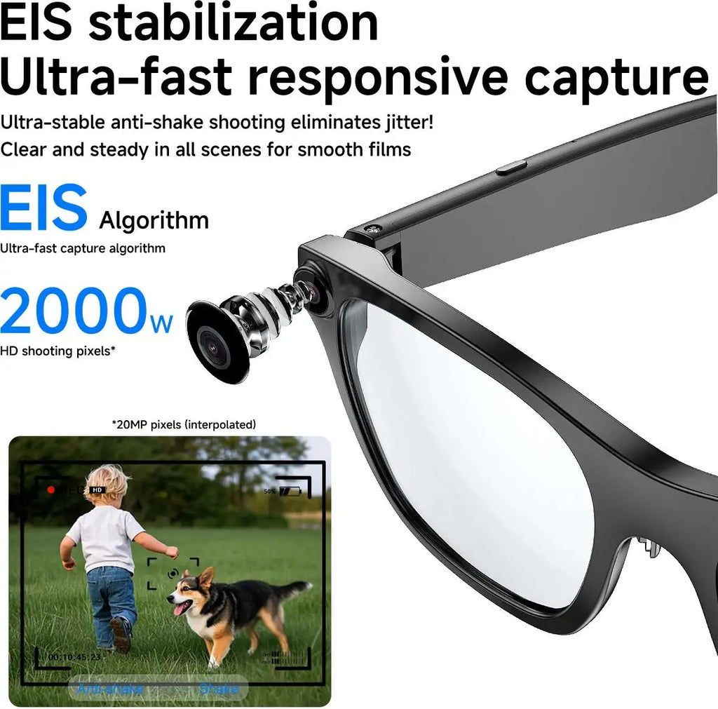 AI Smart Glasses With 5MP Camera Translation Voice Control WIFI Transmission Bluetooth Call Music Playback Intelligent Glasses