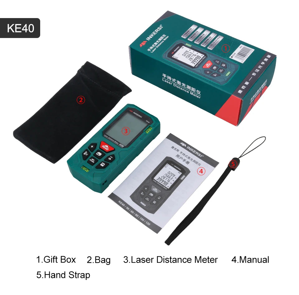 INKERSI Laser Rangefinder 120m 100m 70m 50m 40m Digital Laser Distance Meter laser Range Finder Tape Distance Measurer Tools