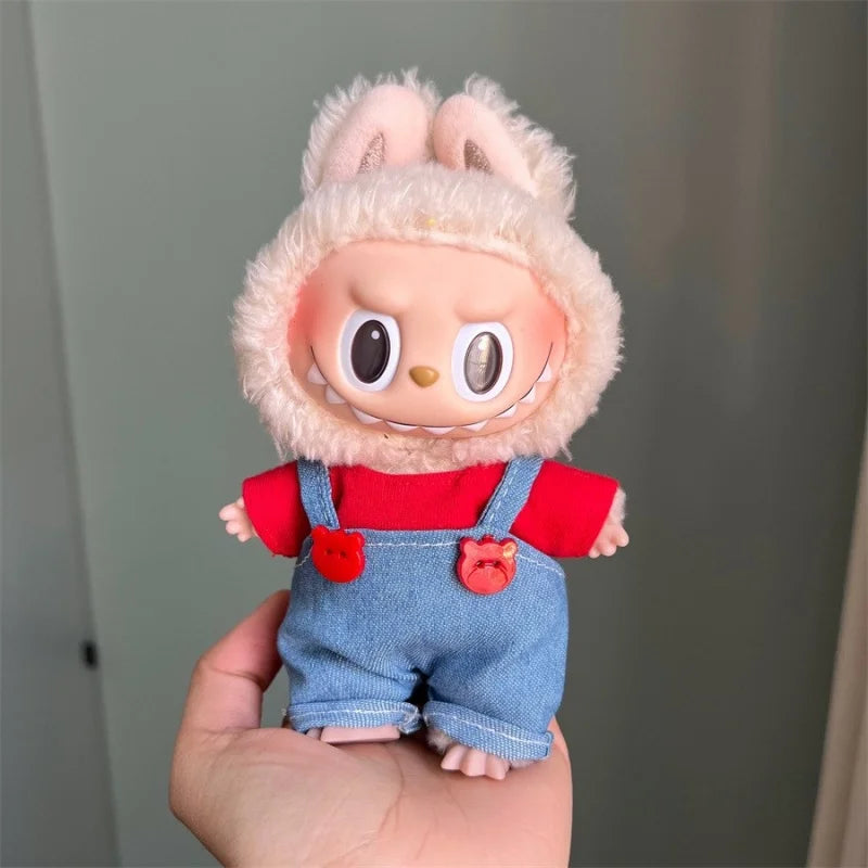 Cute Mini Plush Doll Clothes for 17cm Labubu Many Kinds of Overalls Clothes Accessories