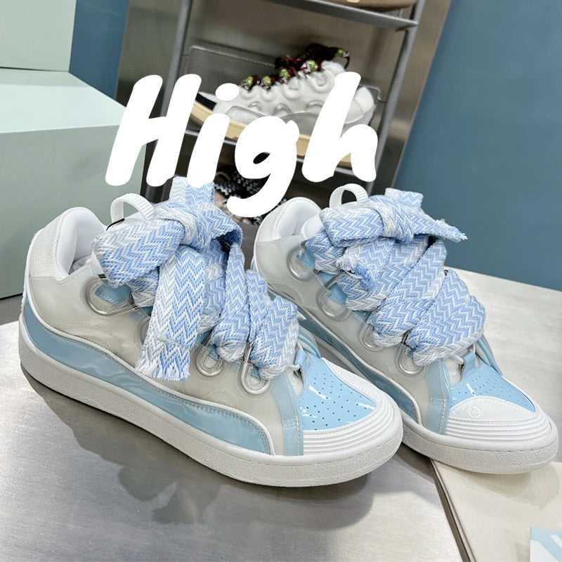 Men's Women's sports shoes Casual Shoes Colorful shoelace Matching Splicing color design Thick tongue Fashion Shoes Luxury