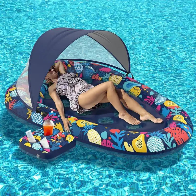 PVC Inflatable Pool Floating Lounger With Drink Holder Water Lounger Adult Water Sports Surfboard Air Bed Water Sofa Bed