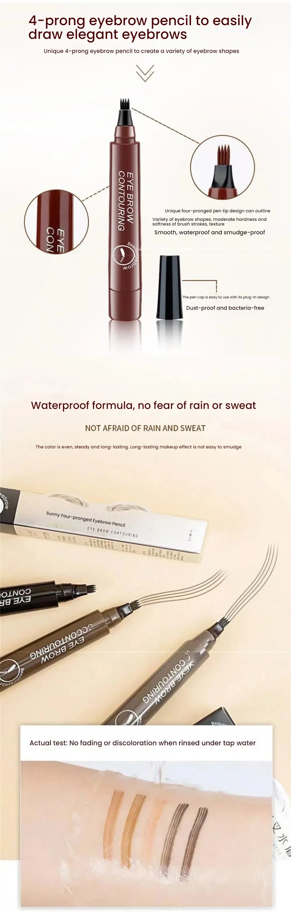 5 Colors Microblading Eyebrow Pen Waterproof Liquid Eyebrow Pencil Long Lasting Eyebrow Pen 4 Points Eye Brow Pen Cosmetics
