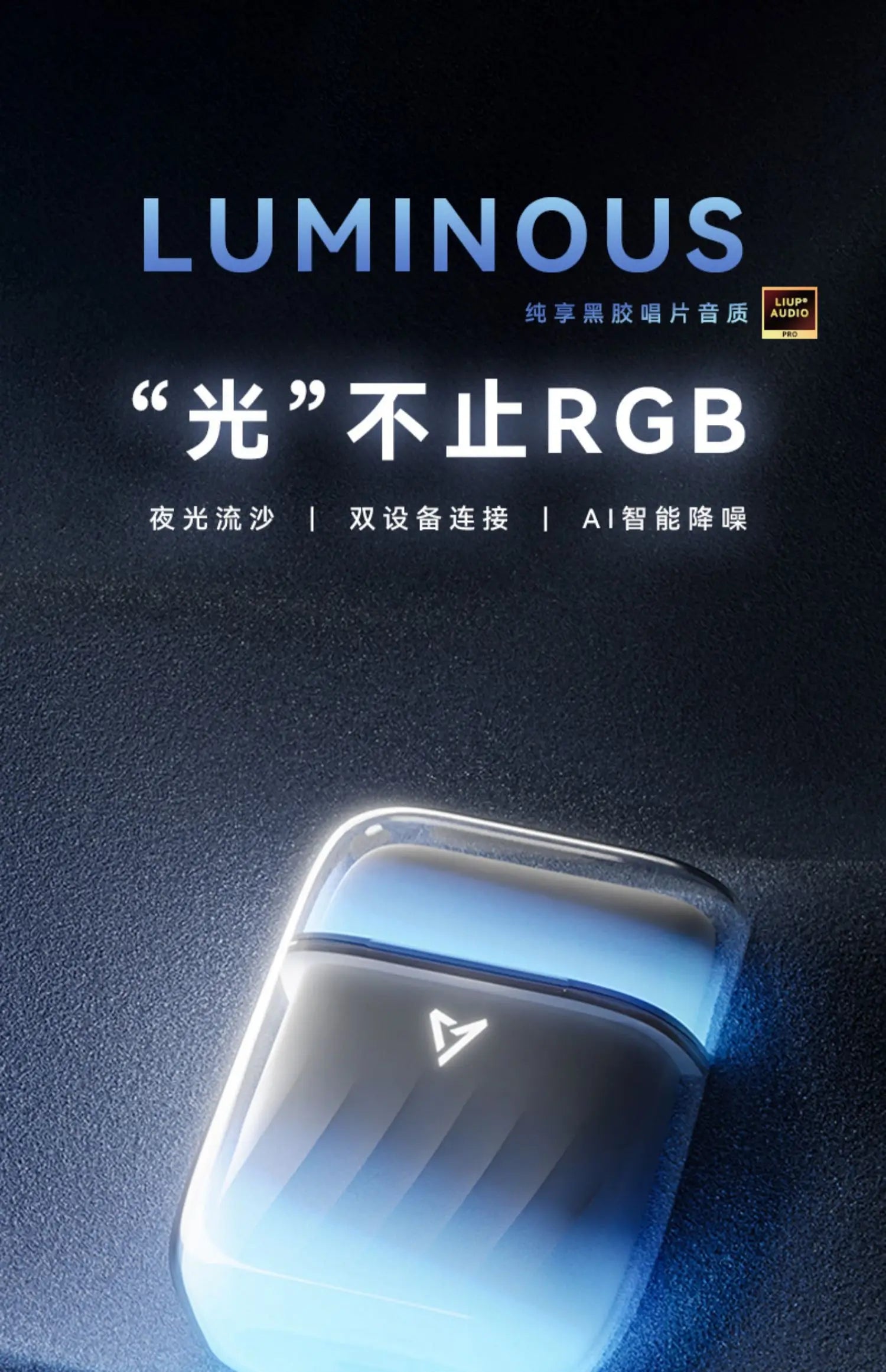 LIUP LP1 Luminous New Headphones Bluetooth Half in Ear Without Sensors Delay AI Active Noise Reduction  Dual Mode Switching Gift