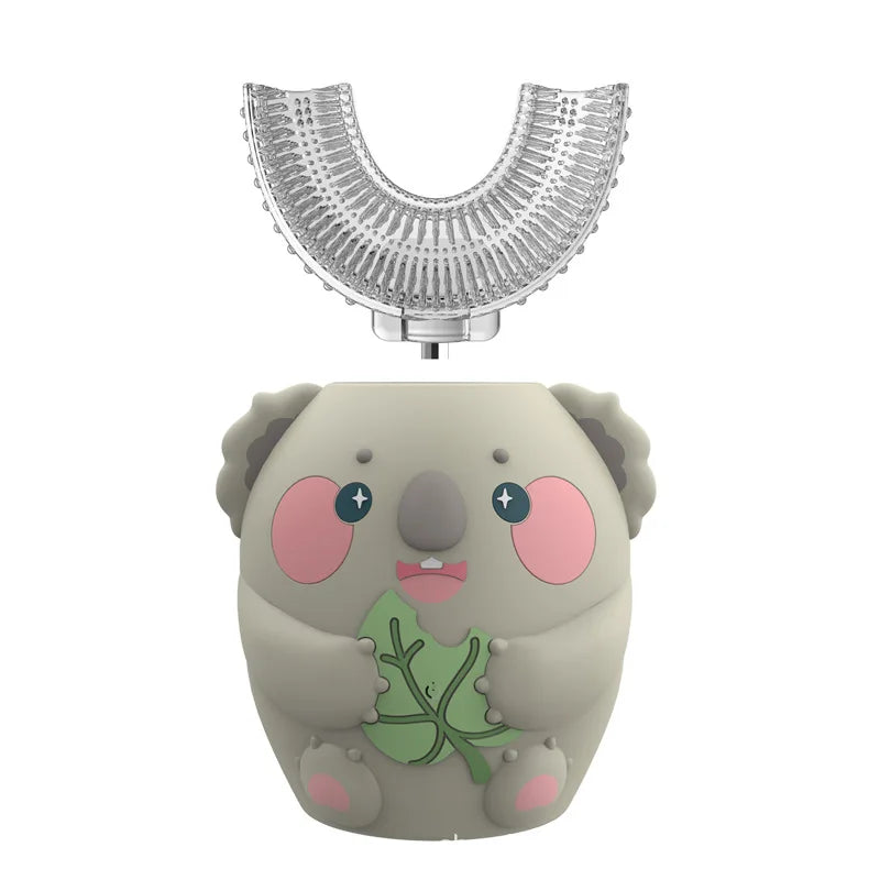 360° Sonic Electric Toothbrush U Shape Rechargeable for Kids Children Automatic Silicone Tooth Brush Smart Timer Blue Light IPX7