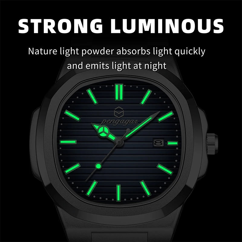 PAAZOMU  Square Luxury Men Wristwatch Waterproof Luminous Date Stainless Steel Male Clock Business Sports Quartz Watches For Men