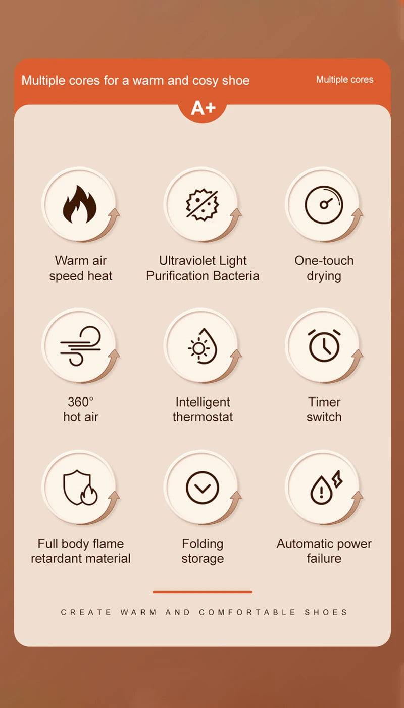 Foldable Shoe Dryer Household Constant Temperature Boot Dryer Fast Drying Shoe Heater Sterilization Deodorization Footwear Dryer