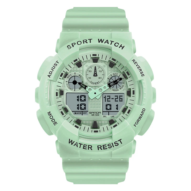 SANDA Multifunctional Sports Watch Waterproof Luminous Dual Movement Quartz Electronic Watch Fashion Couple Watch for Men Women