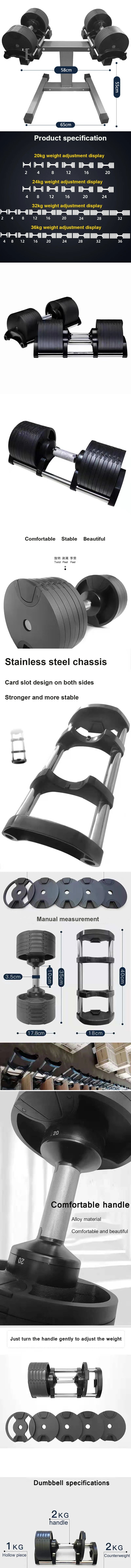 36KG Dumbbell Set With Stand Adjustable Weightlifting Fitness Dumbbells Door To Door