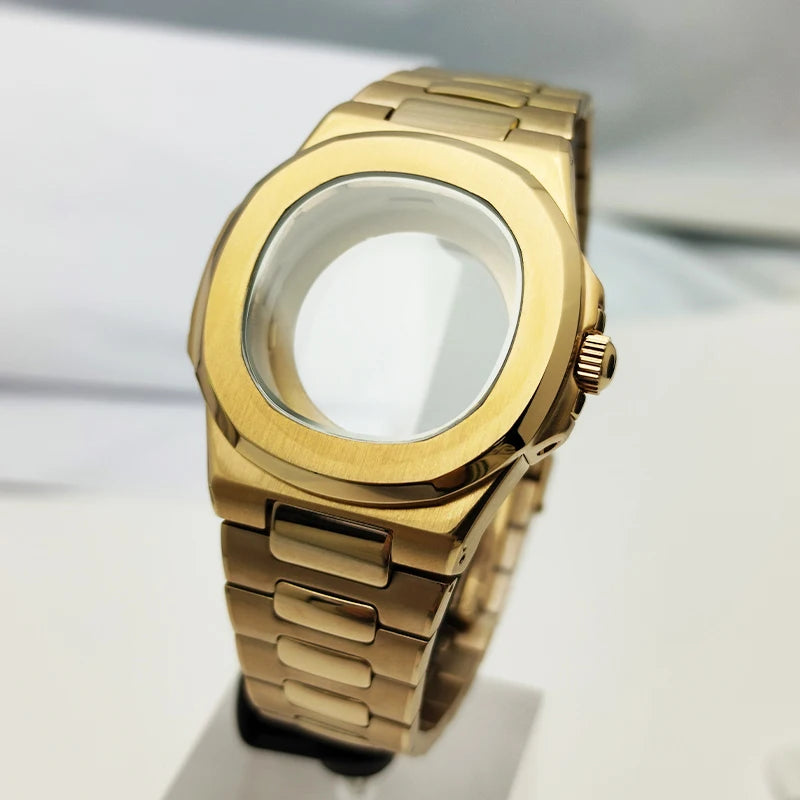 Watch Case for NH34 N.H35 N.H36 Movement - Fits 29.5-30mm Dial & 13mm Band - Replacement Mod DIY Case Set in Silver Black Gold