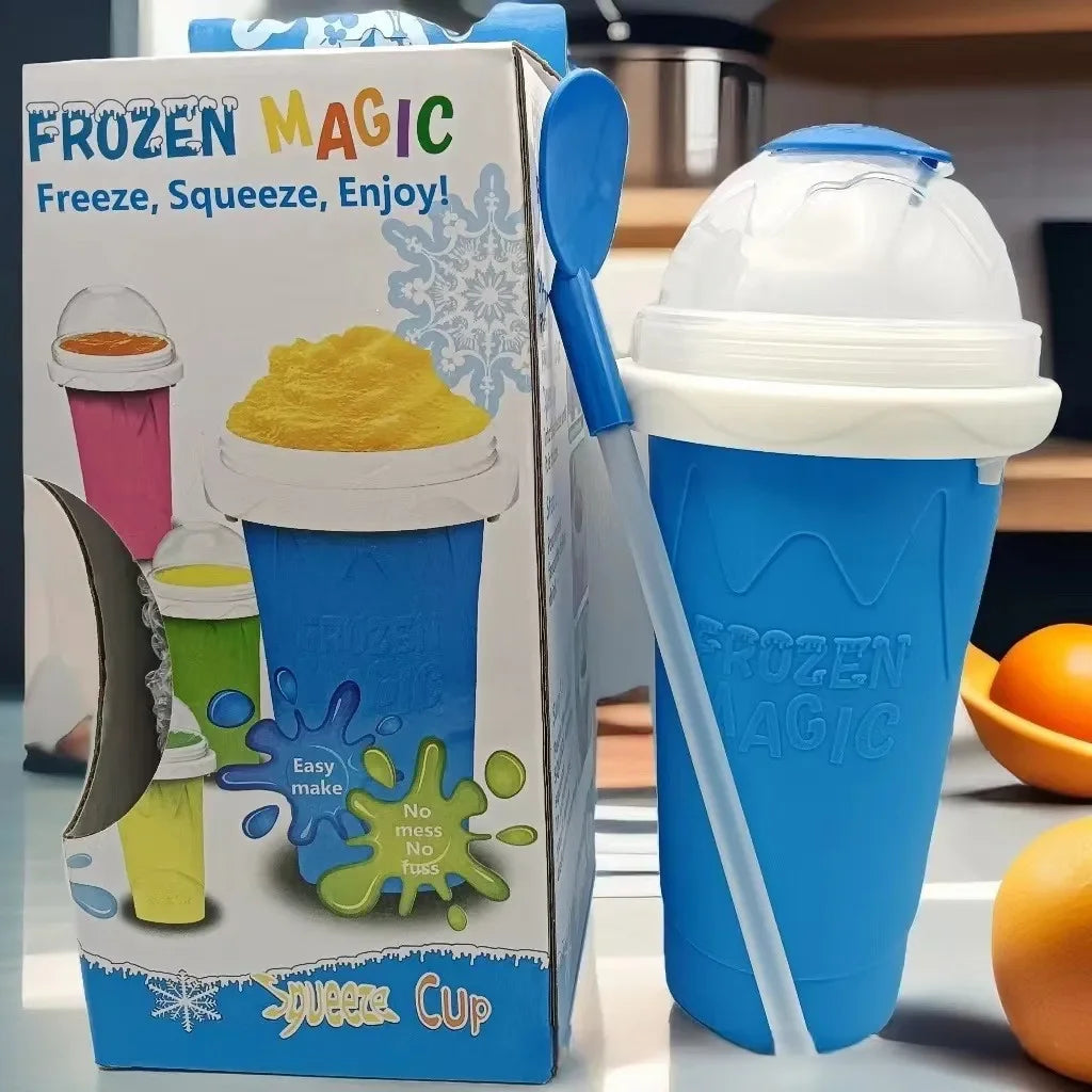 Quick Make Smoothie Squeeze cup Double Silica Gel Thickened Homemade Smoothie Pinch cup Summer Juice Smoothie Make Ice Water cup