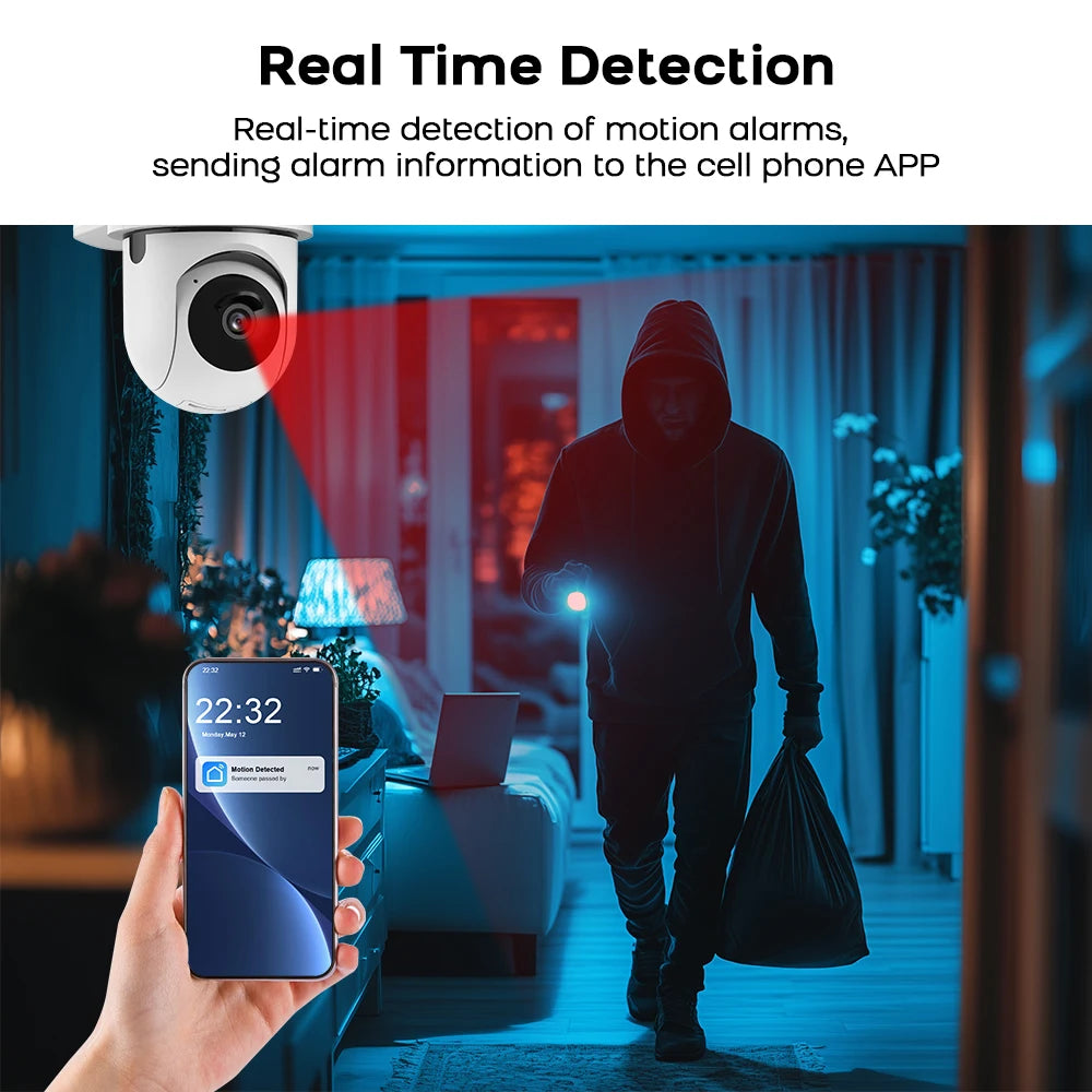 2K 3MP Wireless Bulb Security Camera with Motion Detection Color Night Vision Two-Way Audio Tuya Smart Life Home Surveillance