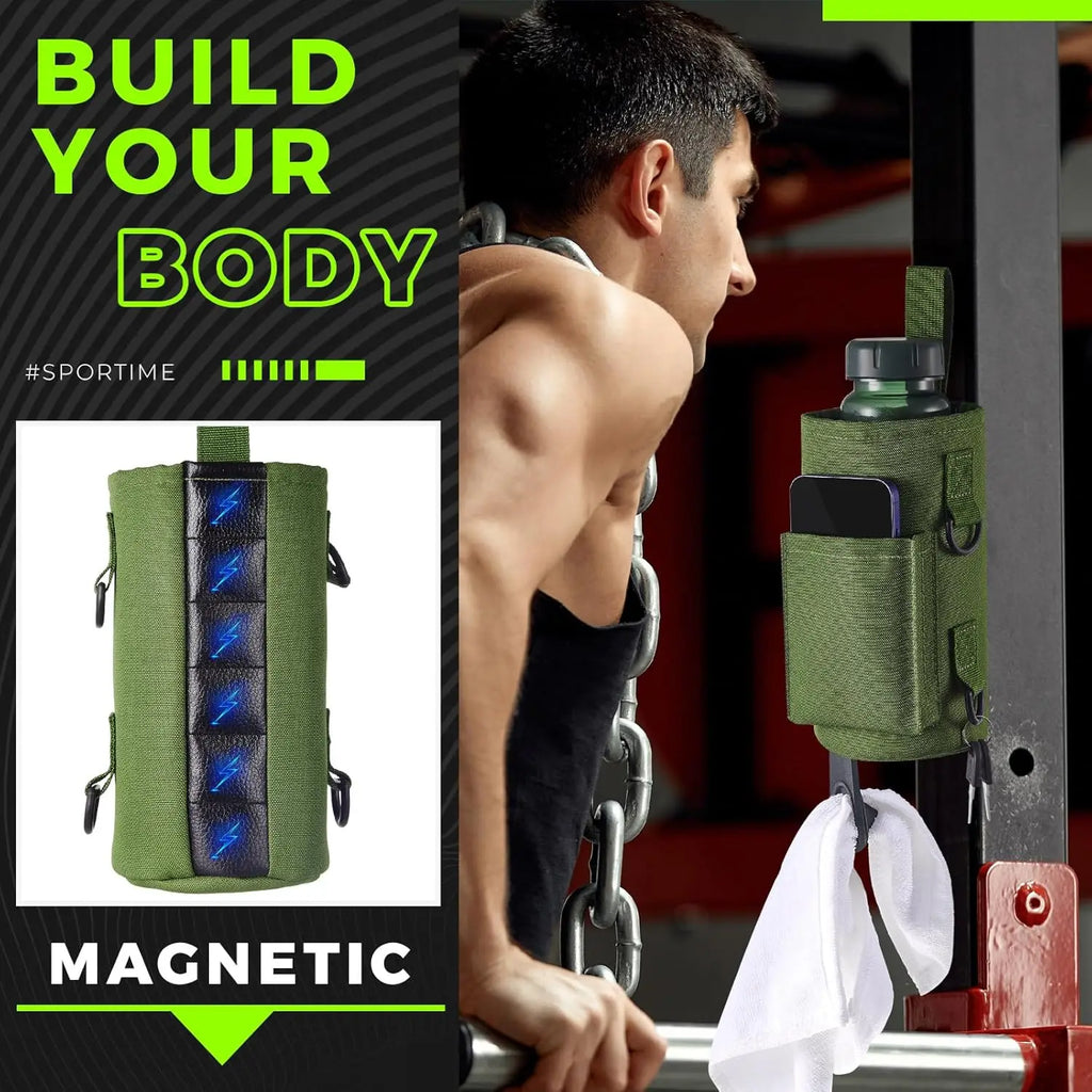 Magnetic Gym Water Bottle Bag Holder, Built-in Magnet for Easy Attachment to Metal Surface, Magnetic Bottle Sleeve Pouch