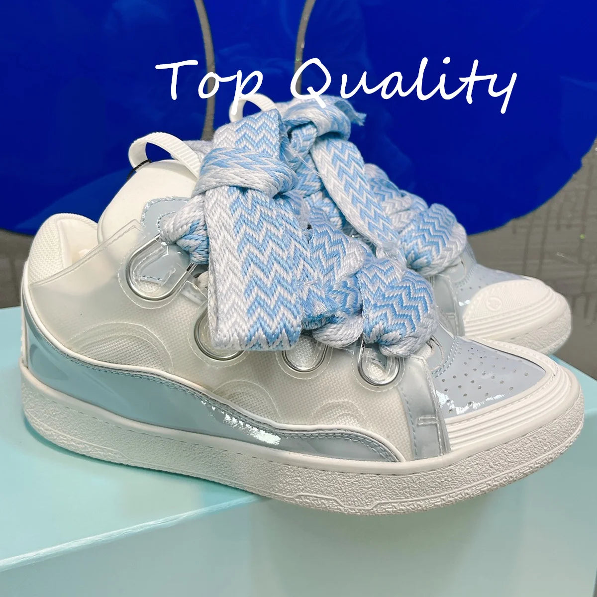 Men's Women's Casual Shoes sports shoes Thick tongue Colorful shoelace Matching  leather material Splicing color design