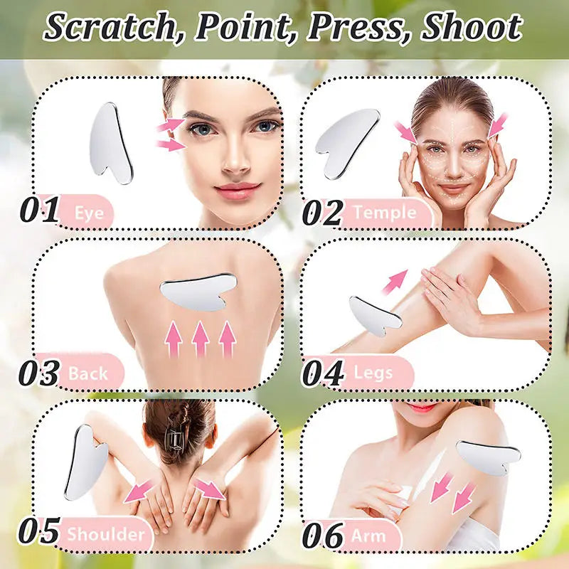 Gua Sha Board Guasha Massage for Face Stainless Steel Body Massager Facial Scraping Plate SPA  Guasha Scraper for Neck Back