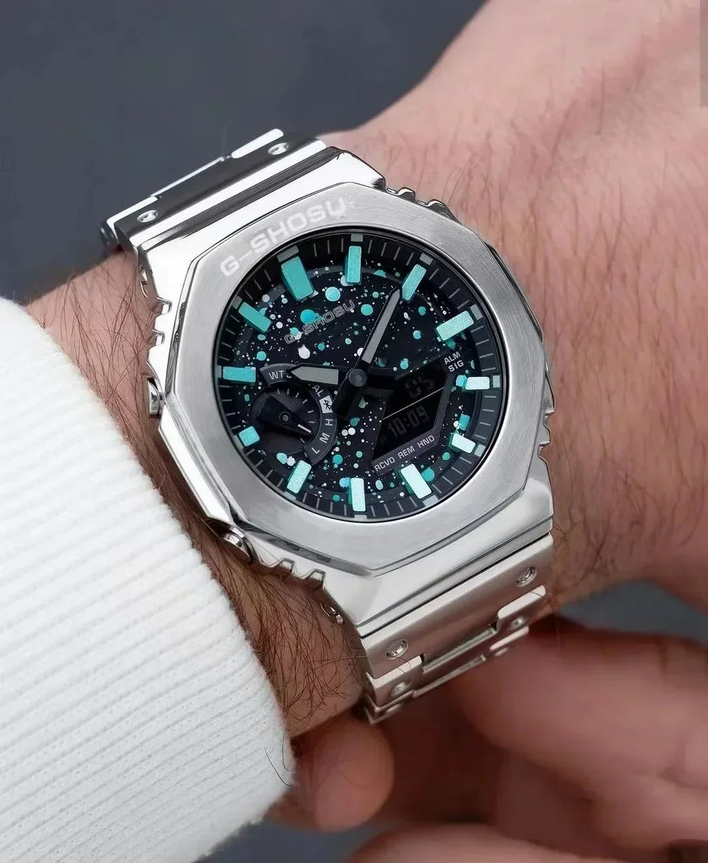 Sports Unisex Electronic Digital Watch Full Function LED Dual Display World Time Automatic Hand Lifting Lights