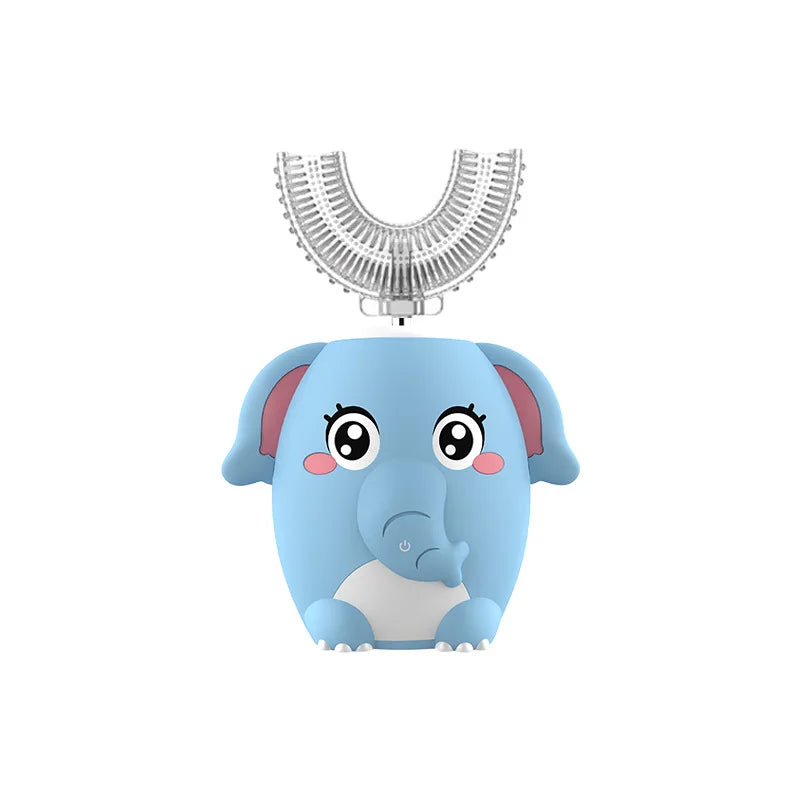 360° Sonic Electric Toothbrush U Shape Rechargeable for Kids Children Automatic Silicone Tooth Brush Smart Timer Blue Light IPX7