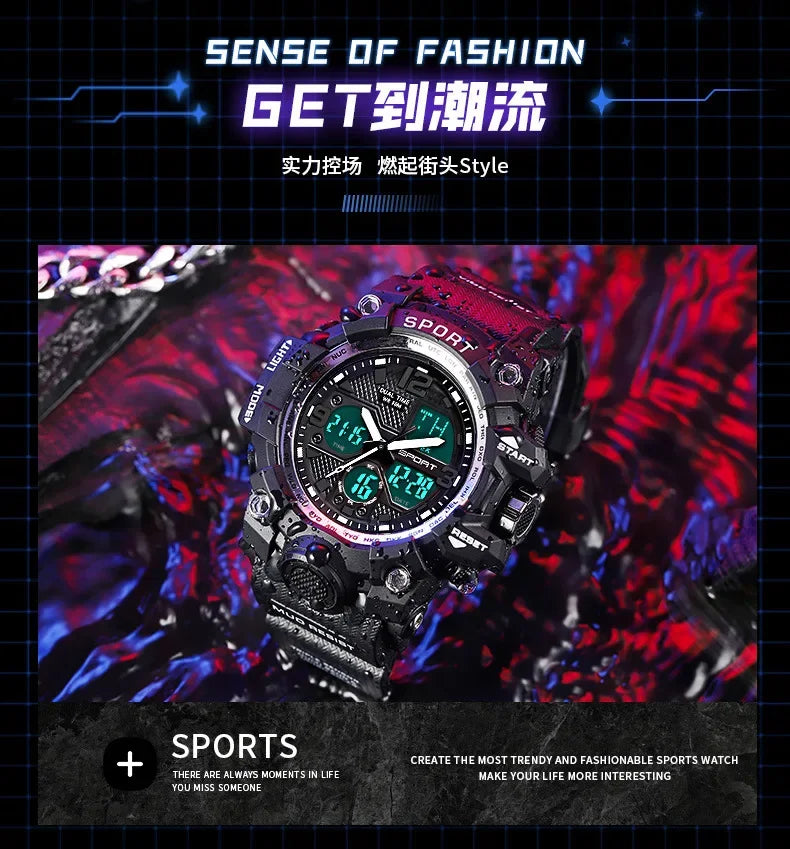 Teenage Men's Junior High School Student Fashion Trend Black Technology Sports Glow Men's Electronic Watch