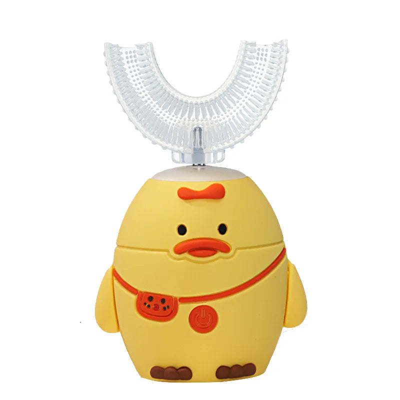 360° Sonic Electric Toothbrush U Shape Rechargeable for Kids Children Automatic Silicone Tooth Brush Smart Timer Blue Light IPX7