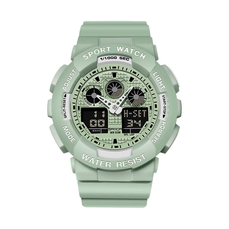 SANDA Multifunctional Sports Watch Waterproof Luminous Dual Movement Quartz Electronic Watch Fashion Couple Watch for Men Women