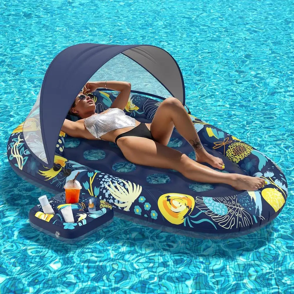 PVC Inflatable Pool Floating Lounger With Drink Holder Water Lounger Adult Water Sports Surfboard Air Bed Water Sofa Bed