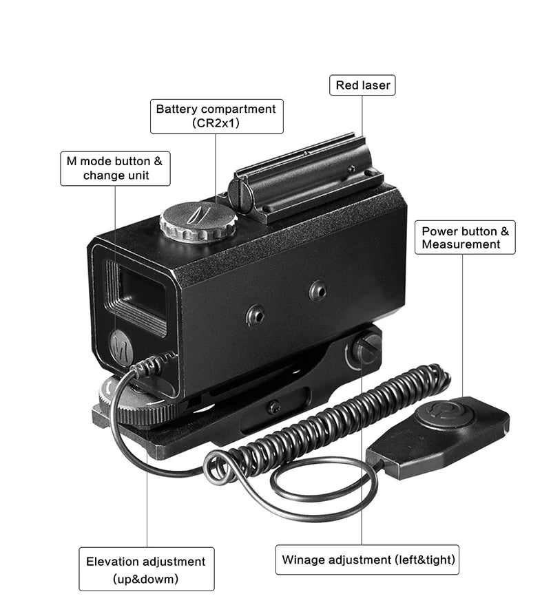 1200m Mini Laser Infrared Riflescope Rangefinder for Hunting Shooting Distance Angle Speed Measurer Tactical Rifle Scope Mounted