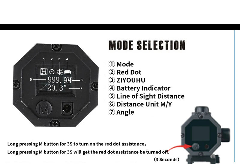 1200m Mini Laser Infrared Riflescope Rangefinder for Hunting Shooting Distance Angle Speed Measurer Tactical Rifle Scope Mounted