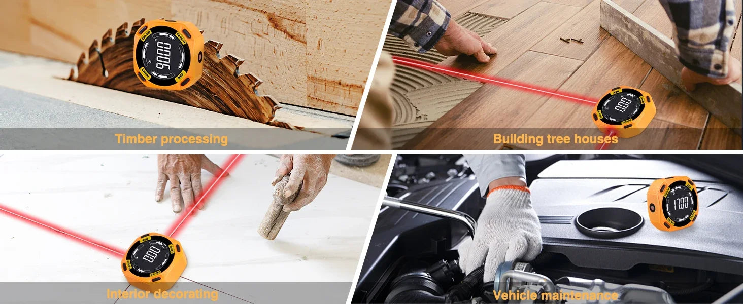 RZ Digital Inclinometer Laser Angle Finder  3-in-1 Line Protractor 4X90 Degree