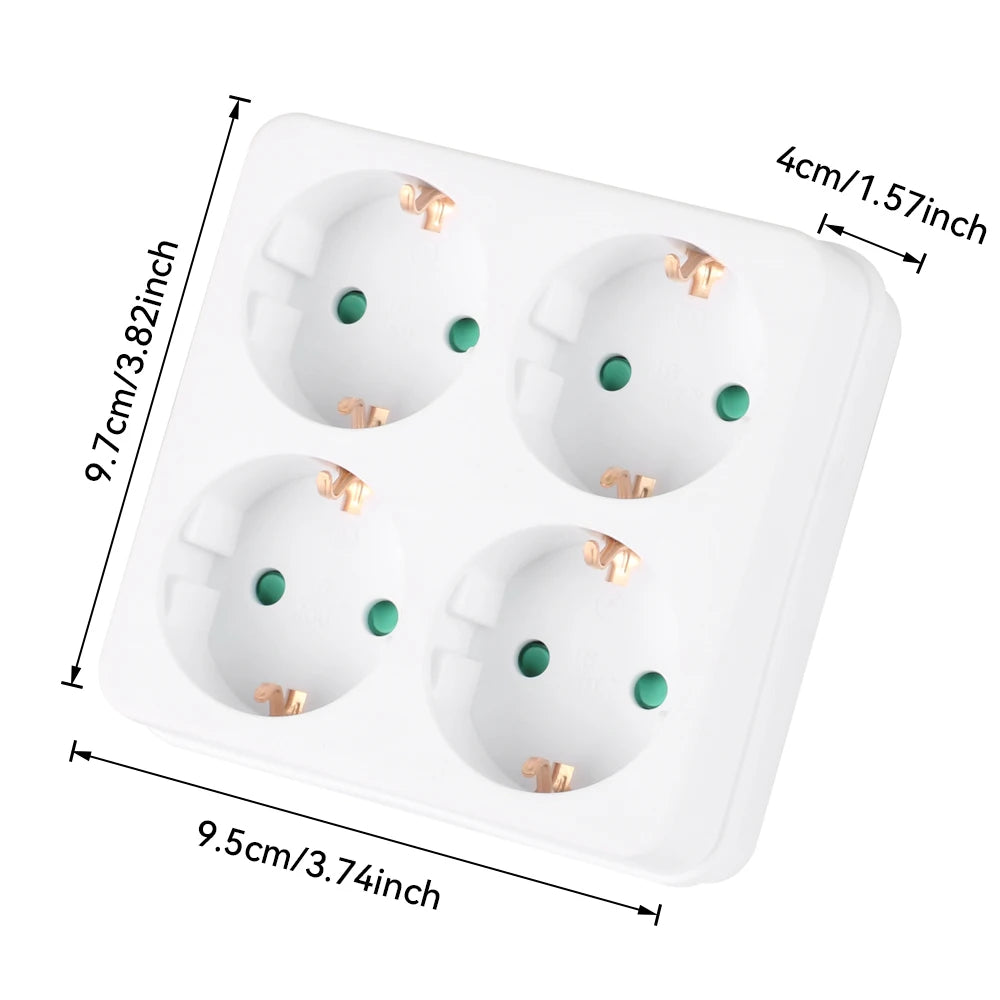 CILIA 1/2/4pcs EU Socket Extension Converter 4 Outlet Compact Square Design for Home,office  Use Travel Friendly,White