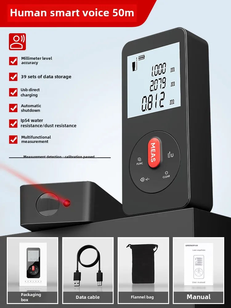 Handheld Laser Rangefinder with Green Red Infrared, Electronic Measuring Tool, High Precision Measuring Instrument