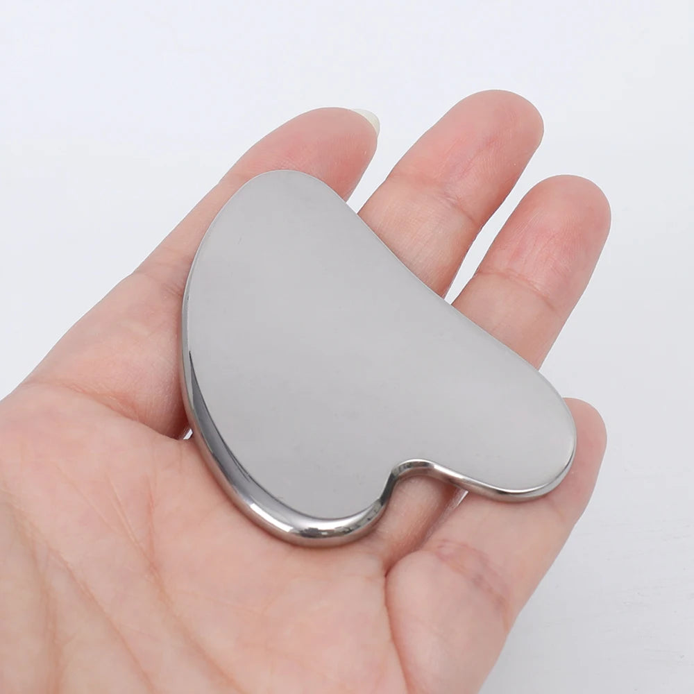 Stainless Steel Gua Sha Scraper Heart Shape Massage Board Face Neck Body Relaxation Facial Scraping Plate SPA Beauty Tools