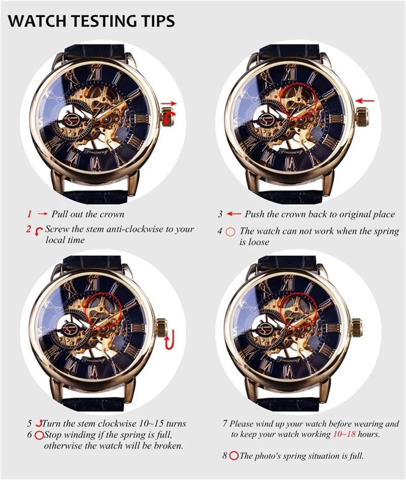 Forsining 344D Fashion Automatic Mechanical Watches for Man Transparent Skeleton Steel Strap Waterproof Luminous Men Wristwatch