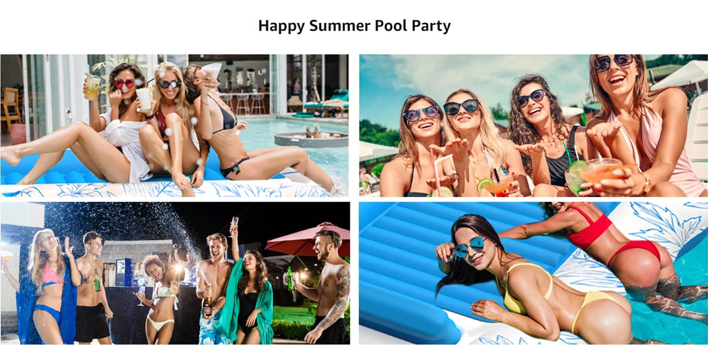 Inflatable Tanning Pool Lounger – Large (208 x 137 cm) – Premium Pool Float with Cupholders and Removeable Pillow, Palm Pattern