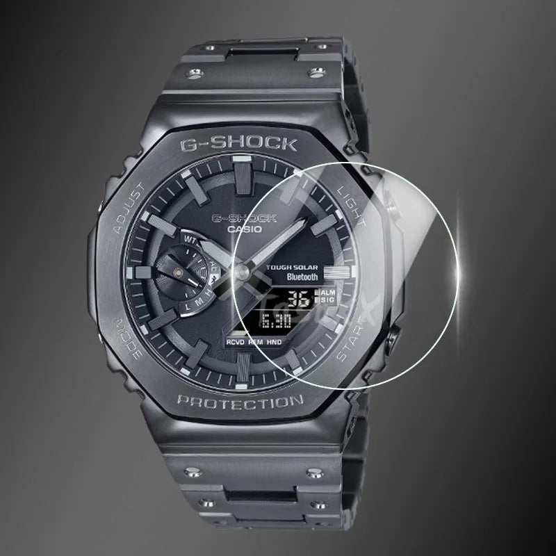 2Pcs For Casio GM-B2100 GM-2100 GA-2100 Smart Watch 2.5D Slim Clear / Anti Purple Light 9H Tempered Glass Screen Protector Film