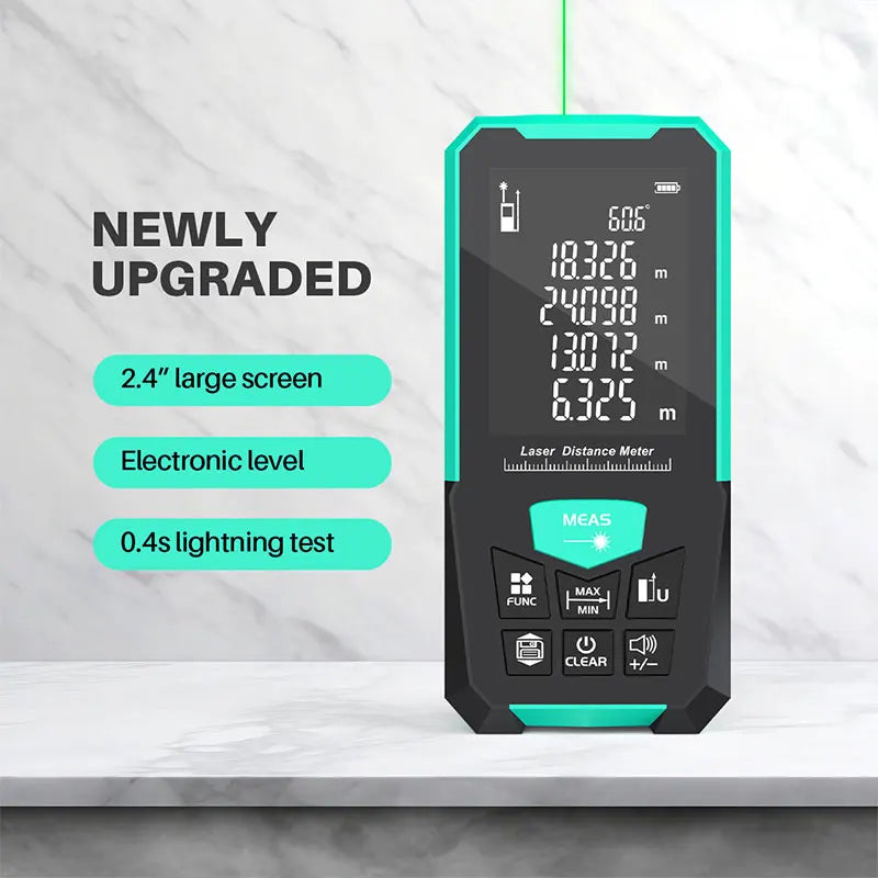 Green Laser Rangefinder, Multiple Measurement Modes, M/FT/IN Unit Switching, Battery Free, 5 Range Options