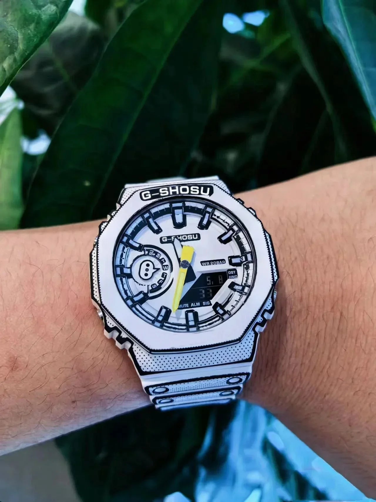 Unisex Electronic Digital Watch LED Dual Display World Time Rubber Strap Full Function Oak Series