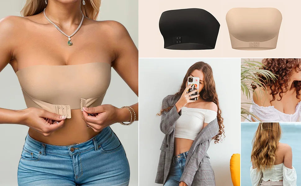 Women's Strapless No Padding Seamless Front Button Bra Comfortable Smooth Underwear