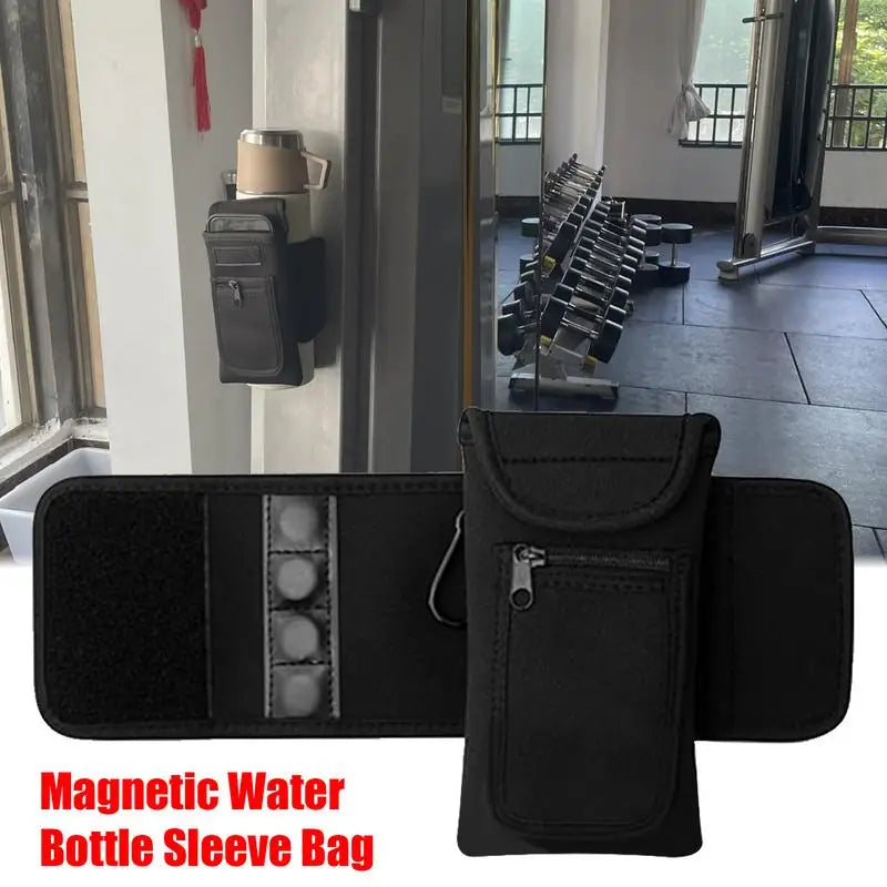 Magnetic Water Bottle Sleeve Portable Gym Water Bottle Bag Holder Magnetic Bottle Gym Bag Built-in Magnet Easy Attachment