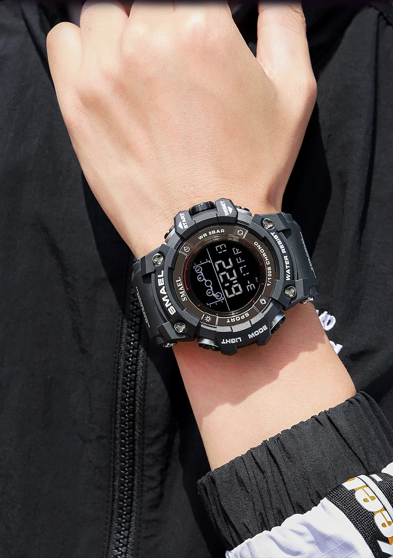 SAMEL Men Digital Watch Sport Shock Military Watches Waterproof Tactical Electronic Wristwatch Green Male Large Face Sport Clock