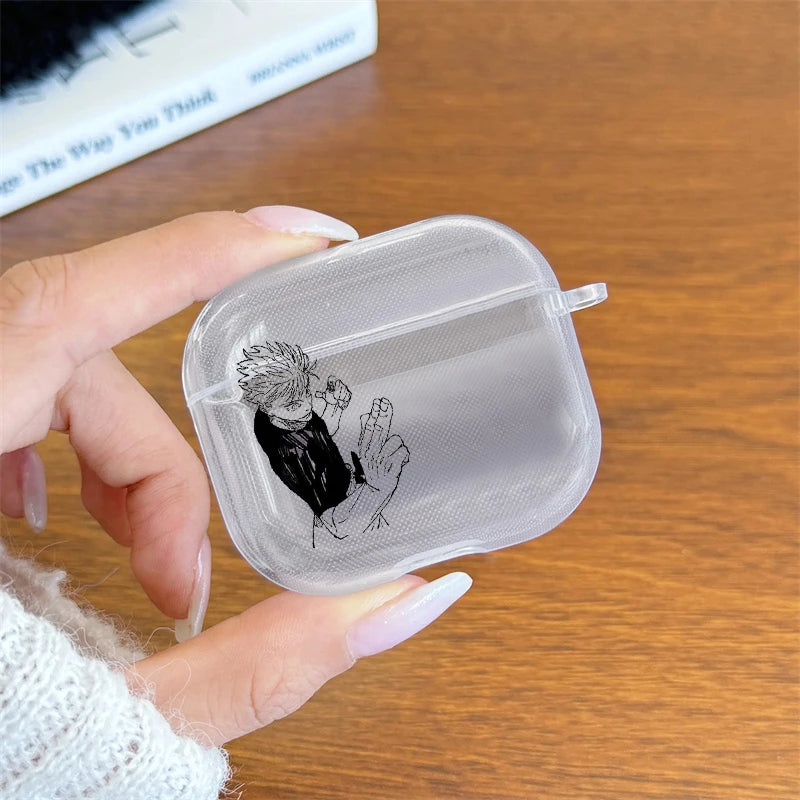 Anime Gojo Satoru Transparent Case for Airpods Pro 3 2 1  4 Cute Cartoon  Japanese Airpod Cases TPU Earphone Cover