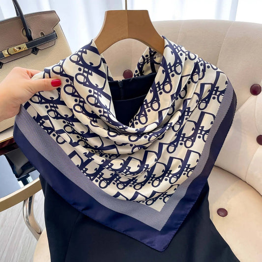 1 Pcs 90cm Ladies' Silk Scarf Vintage Fashionable Versatile Printed Silk Spring Hair Band Hijab Sunsceen Neckerchief Shawl Wraps