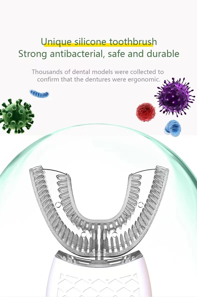 Sonic Automatic Electric Toothbrush For AdultUShaped 360 Degree Toothbrush USB RechargeableTeeth Cleaning & Whitening Brush