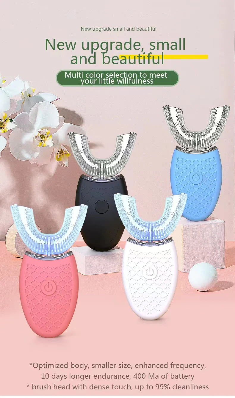 Sonic Automatic Electric Toothbrush For AdultUShaped 360 Degree Toothbrush USB RechargeableTeeth Cleaning & Whitening Brush